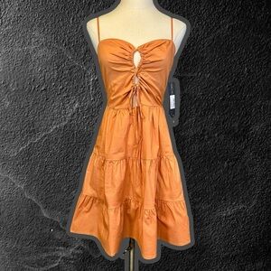 NWT RACHEL Rachel Roy Cutout Tie-Front A-Line Mini Dress in “Sienna” Size 0